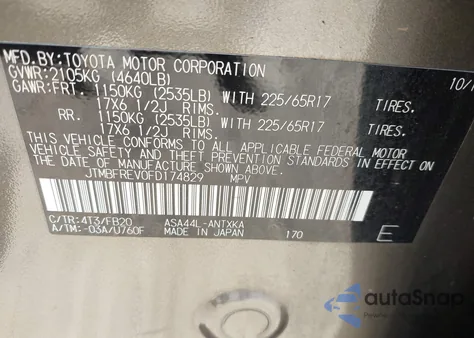 2015 Toyota Rav4 Le z USA, uszkodzony, nr VIN JTMBFREV0FD174829